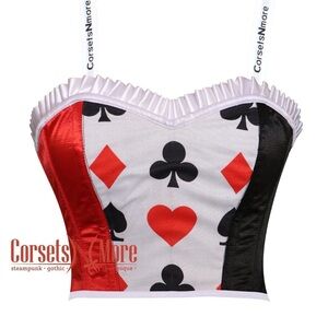 NEW Women's Red and Black Corset Top: Queen of Hearts